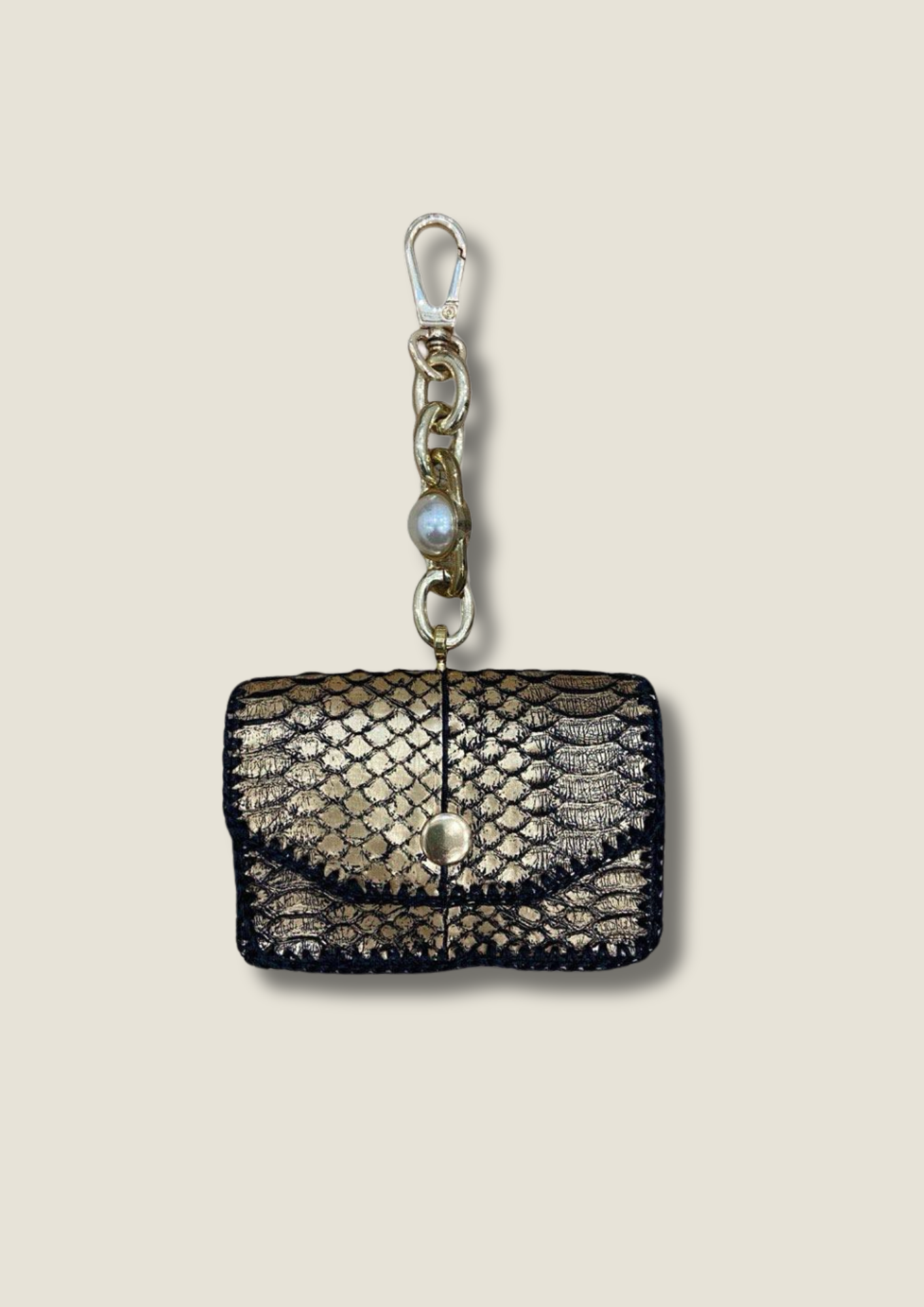 Cardholder with gold chain and swivel hook Card holder Malusha Shop.