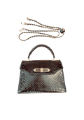 Black python top handle bag