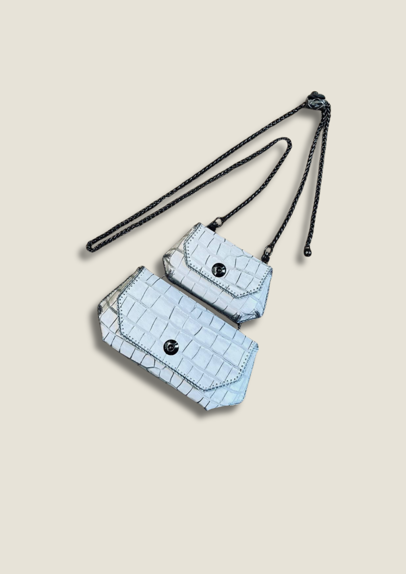 Chic Gemini Bag Set - Trendy Python Leather Duo