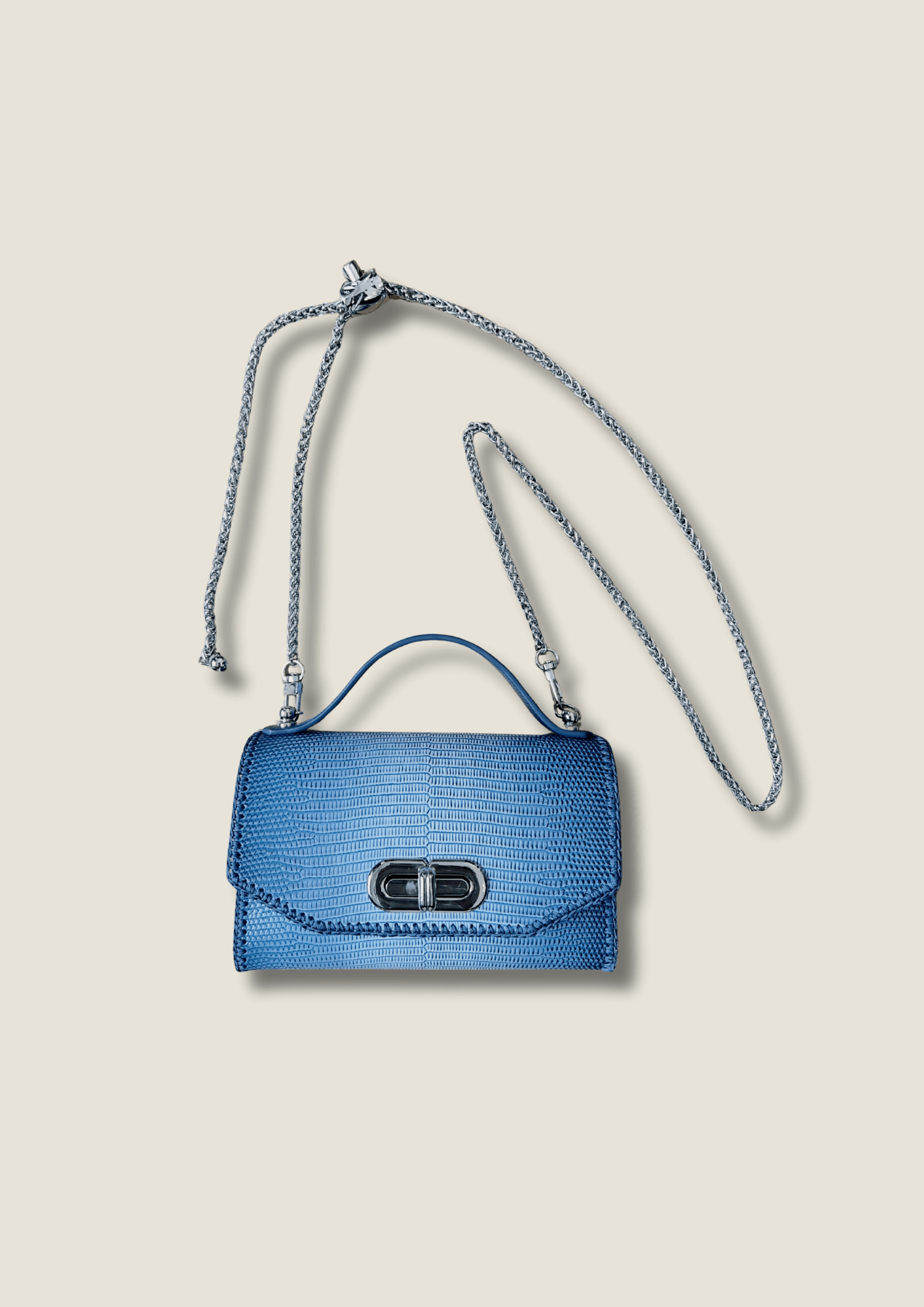 Blue ombré lizard embossed small bag
