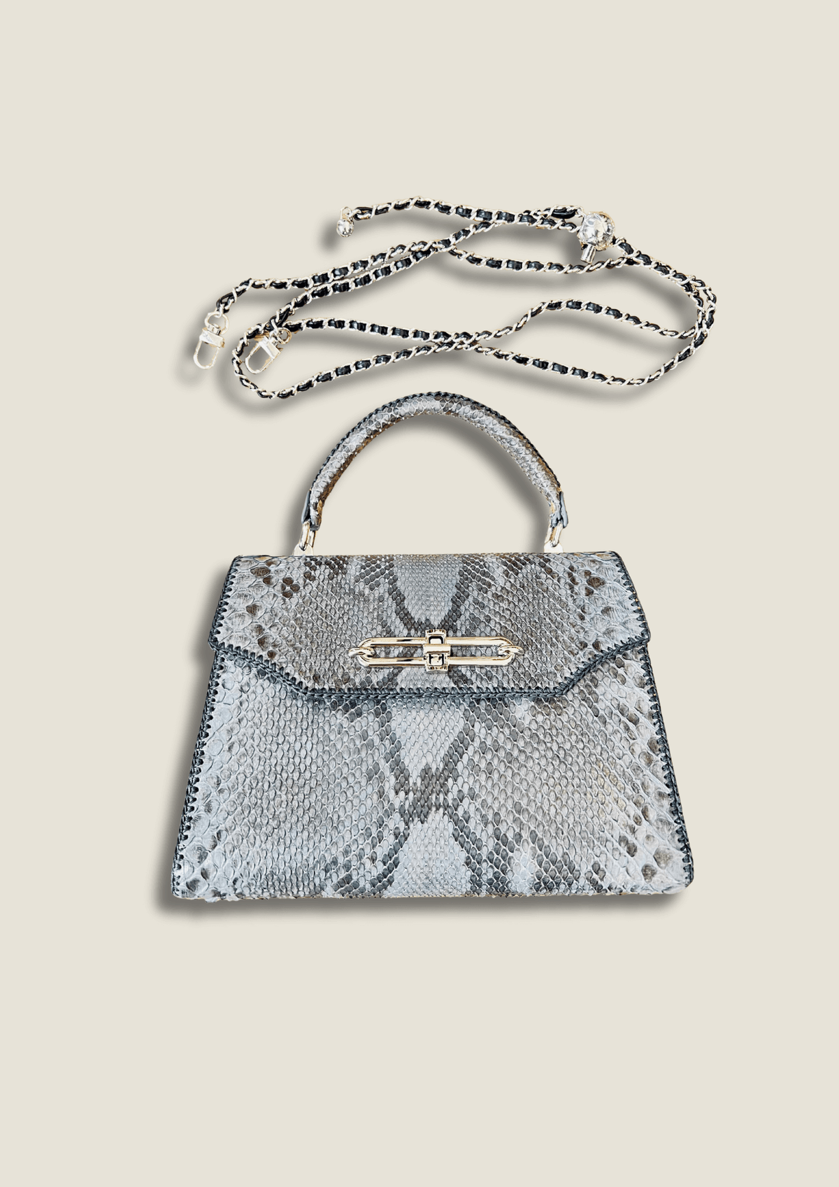 Luxury Lizard Embossed Satchel Bag - Adjustable Chain Crossbody