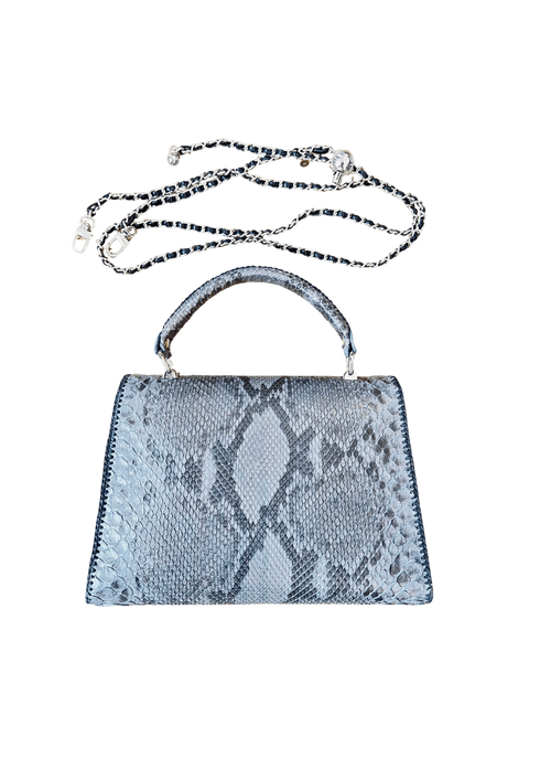 Grey python top handle bag