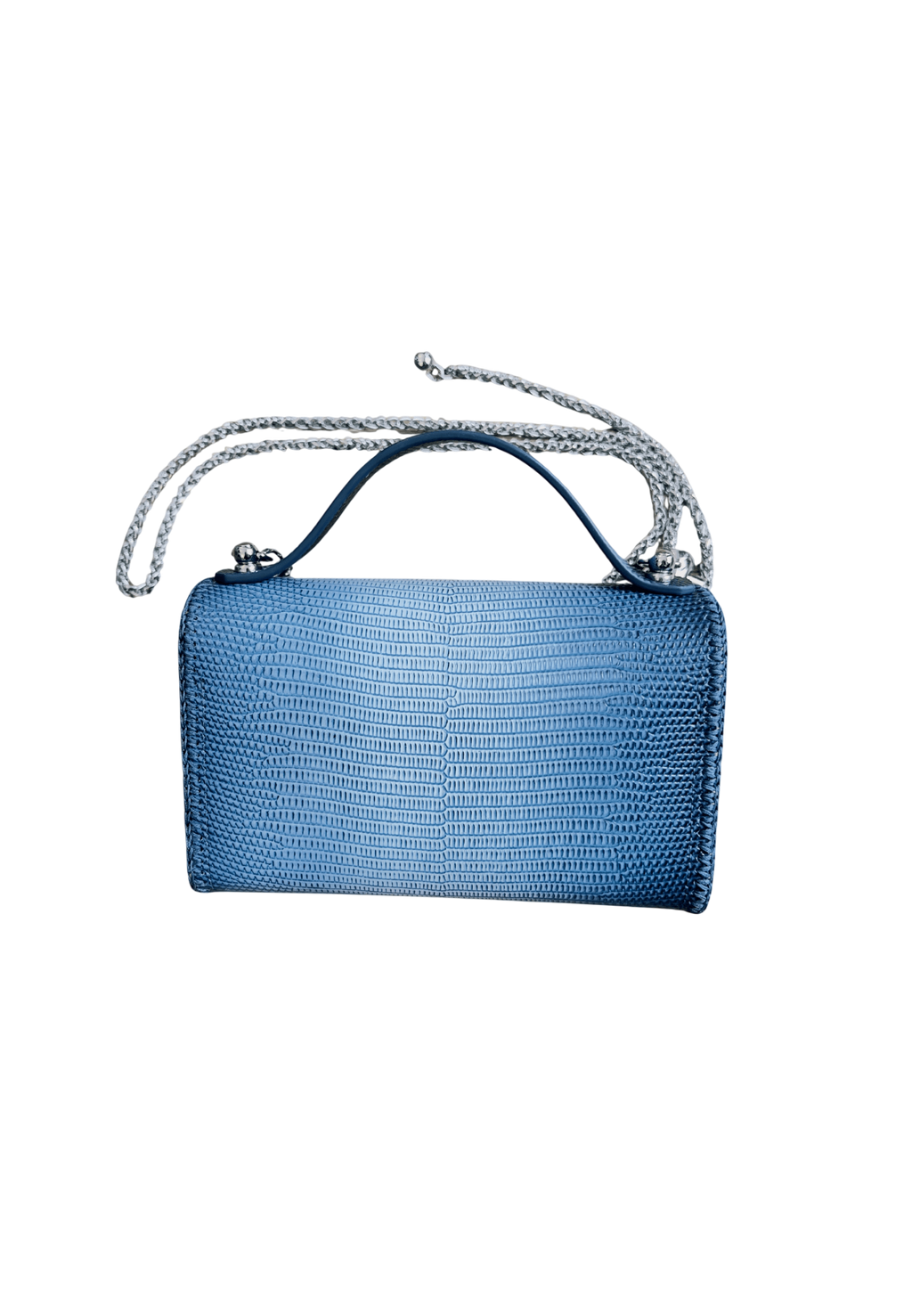 Blue ombré lizard embossed small bag