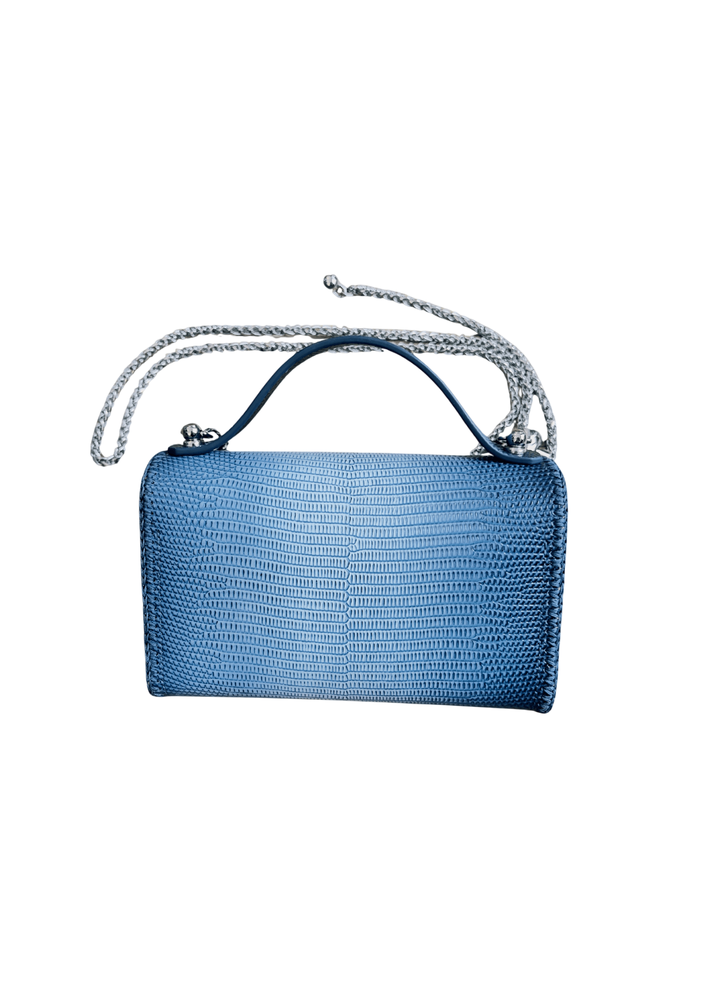 Blue ombré lizard embossed small bag