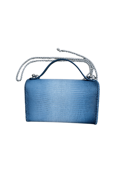 Blue ombré lizard embossed small bag