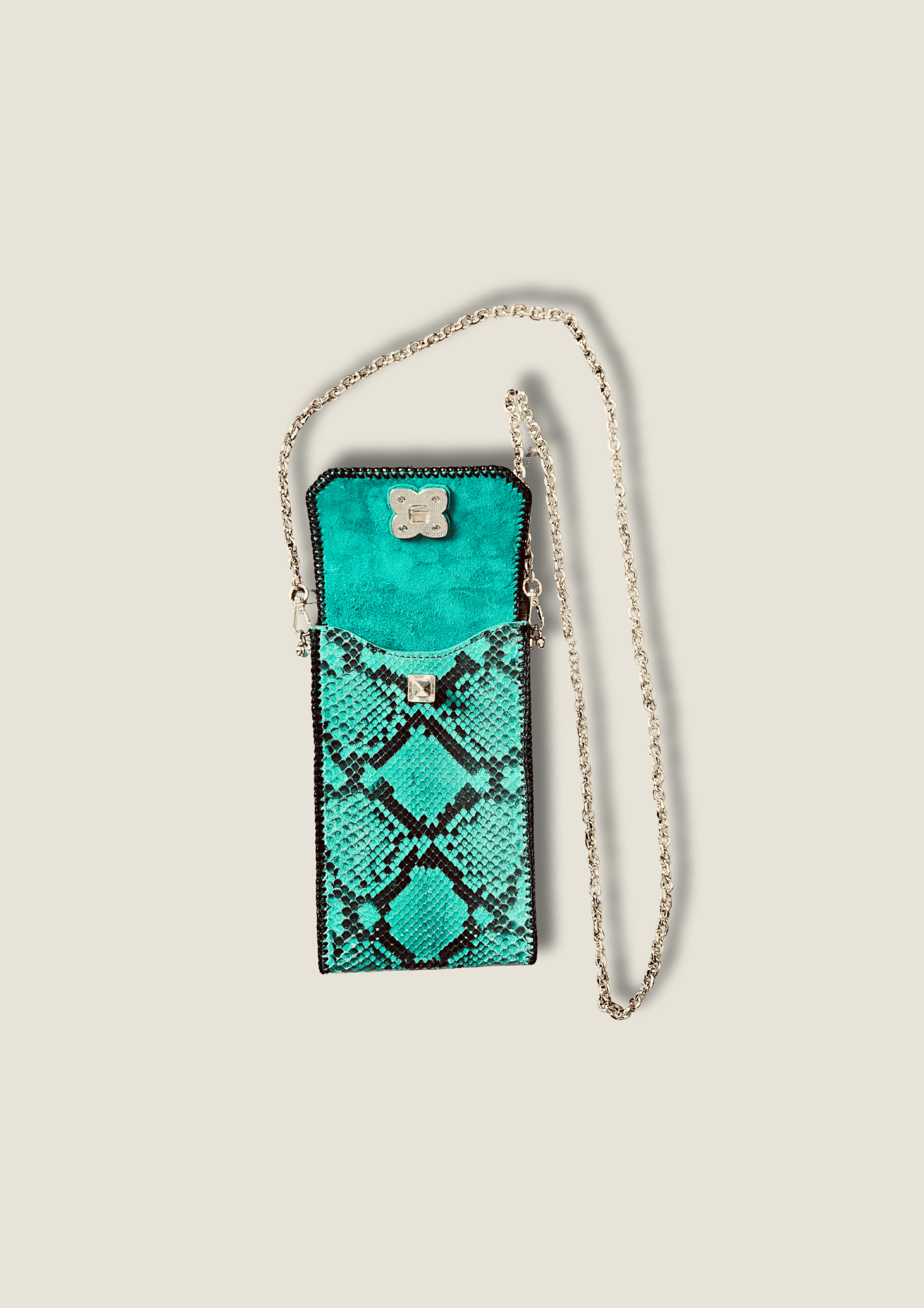 Premium GG Embossed Leather Phone Case - Black Vertical Design