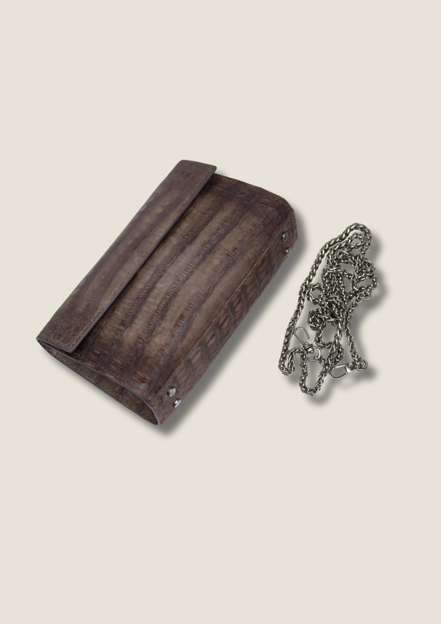 Classic clutch bag made of natural crocodile