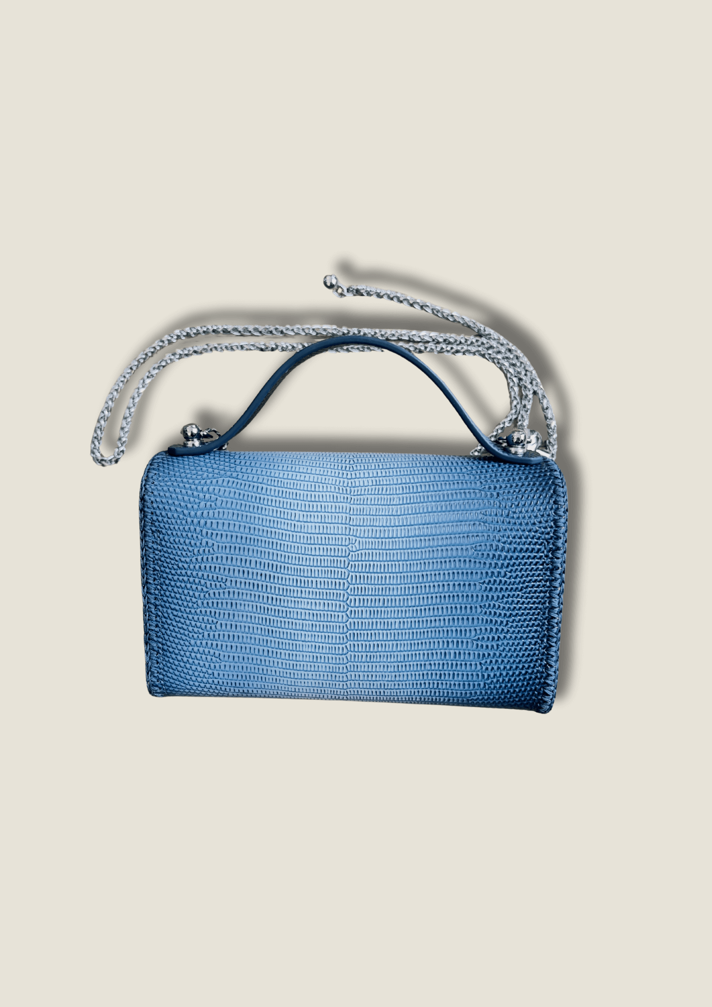 Blue ombré lizard embossed small bag