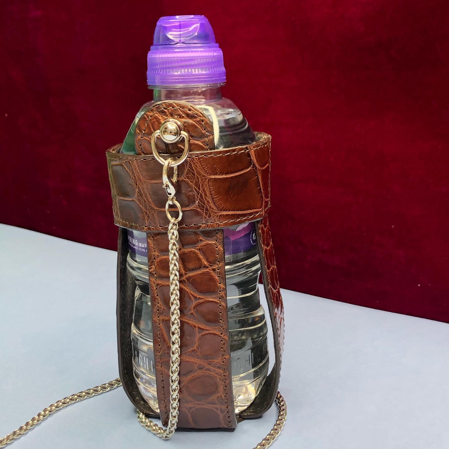 Water bottle case made of natural crocodile