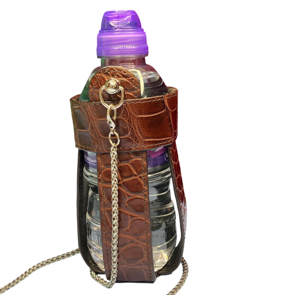 Water bottle case made of natural crocodile Bottle case Malusha Shop.
