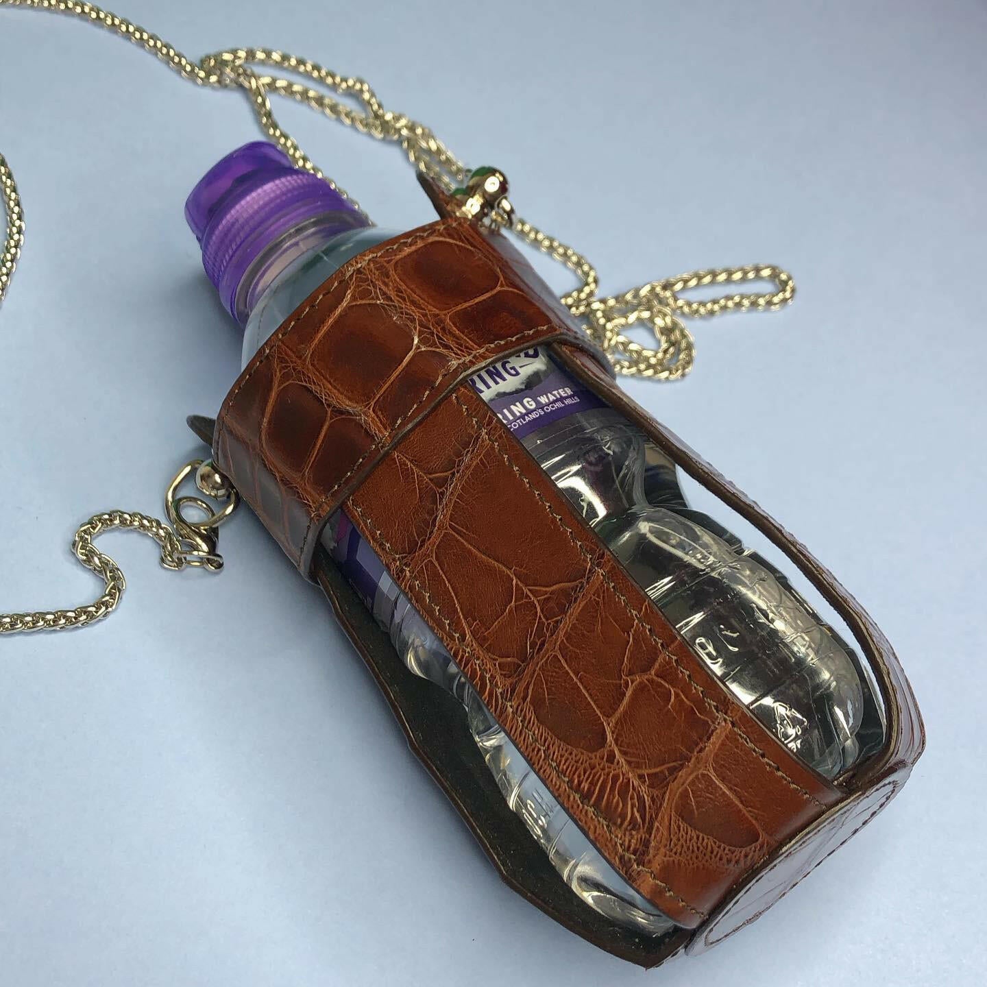 Water bottle case made of natural crocodile Bottle case Malusha Shop.