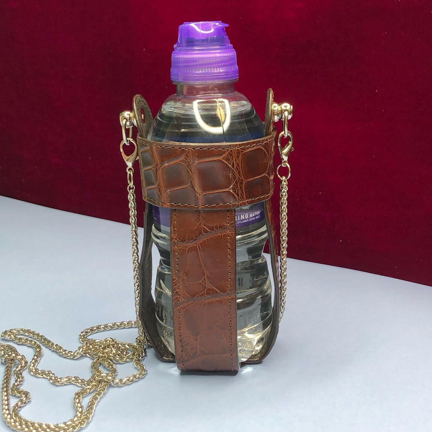 Water bottle case made of natural crocodile Bottle case Malusha Shop.