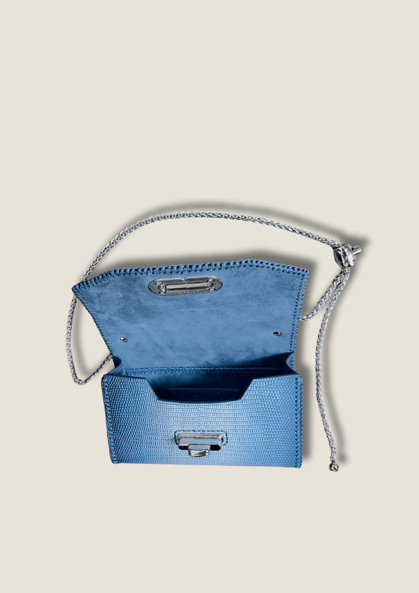 Blue ombré lizard embossed small bag