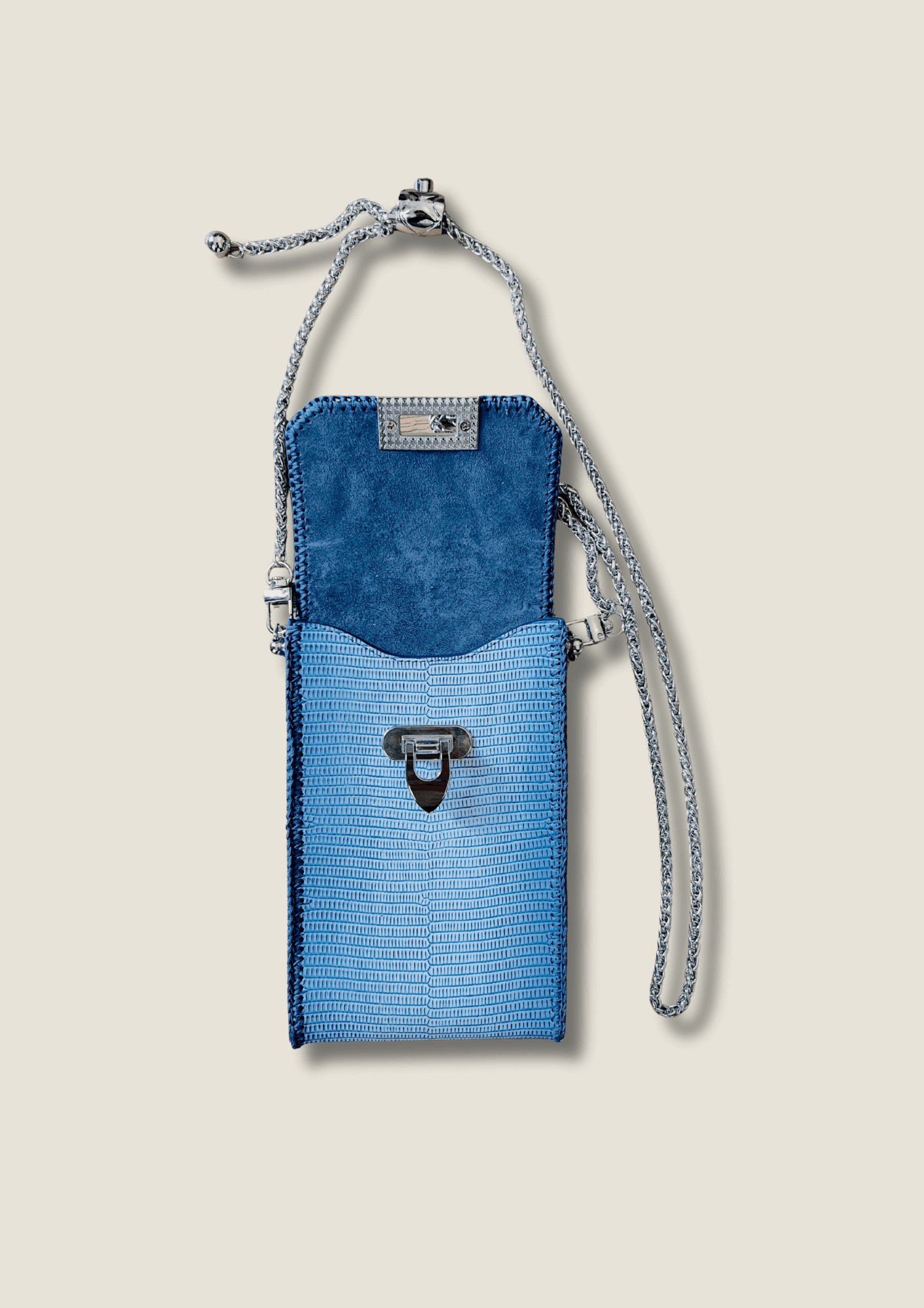 Luxury GG Embossed Leather Phone Case - Vertical Design with Alcantara Lining