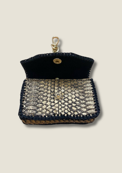 Cardholder with gold chain and swivel hook