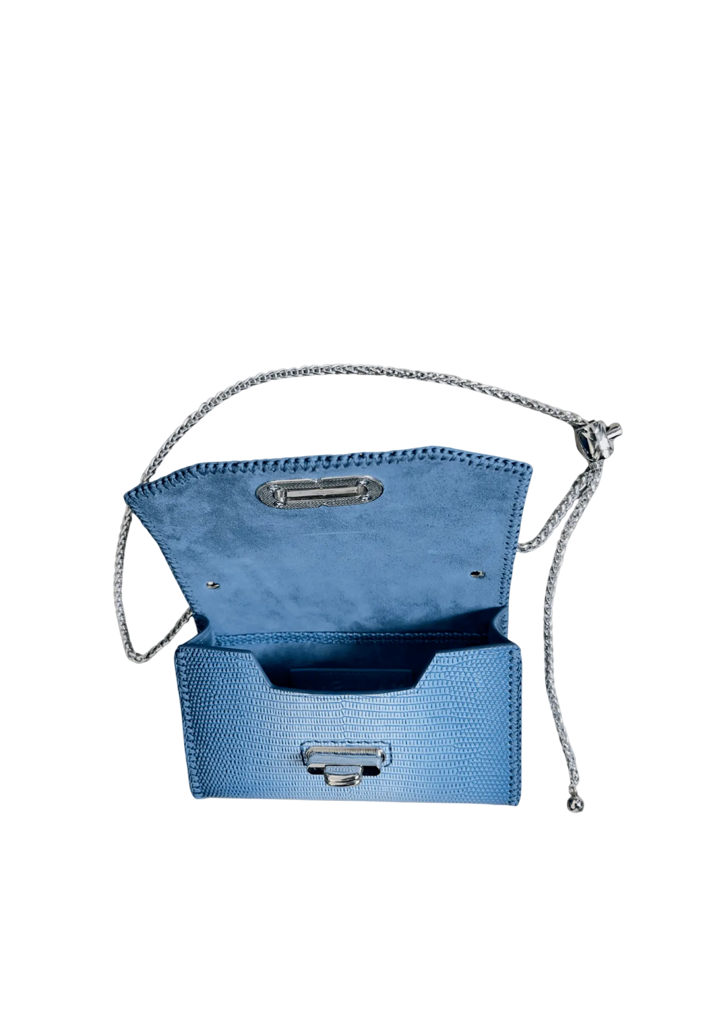 Blue ombré lizard embossed small bag