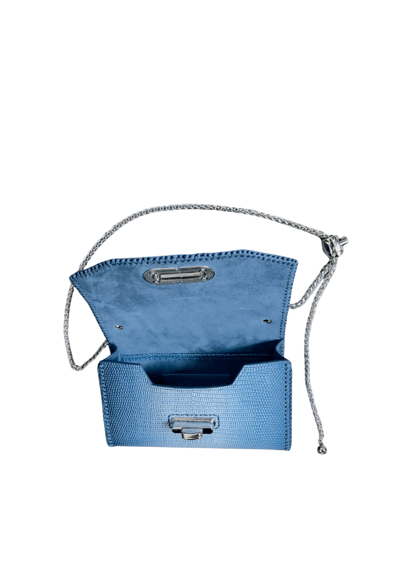 Blue ombré lizard embossed small bag