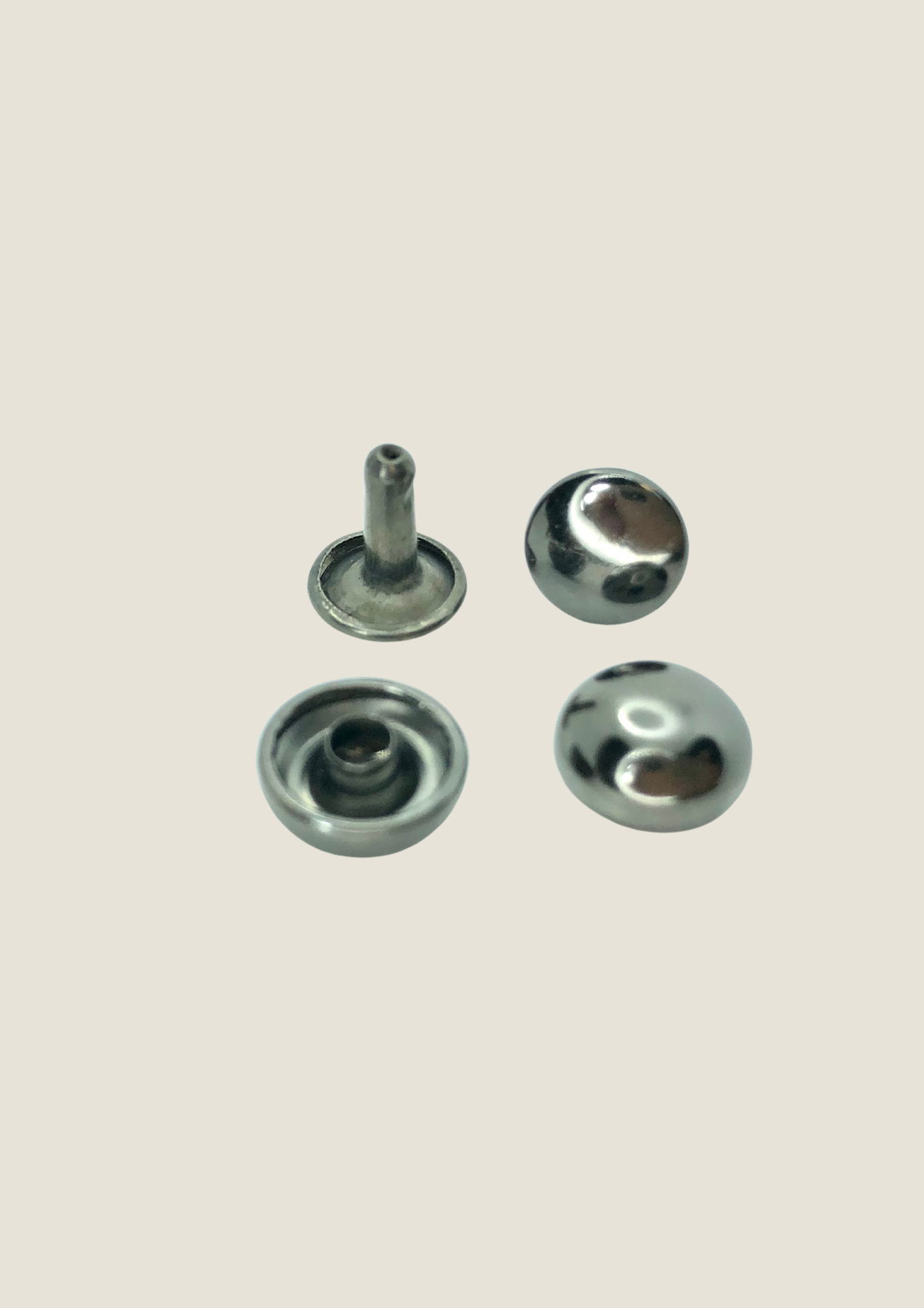 Half-sphere shaped double sided rivets