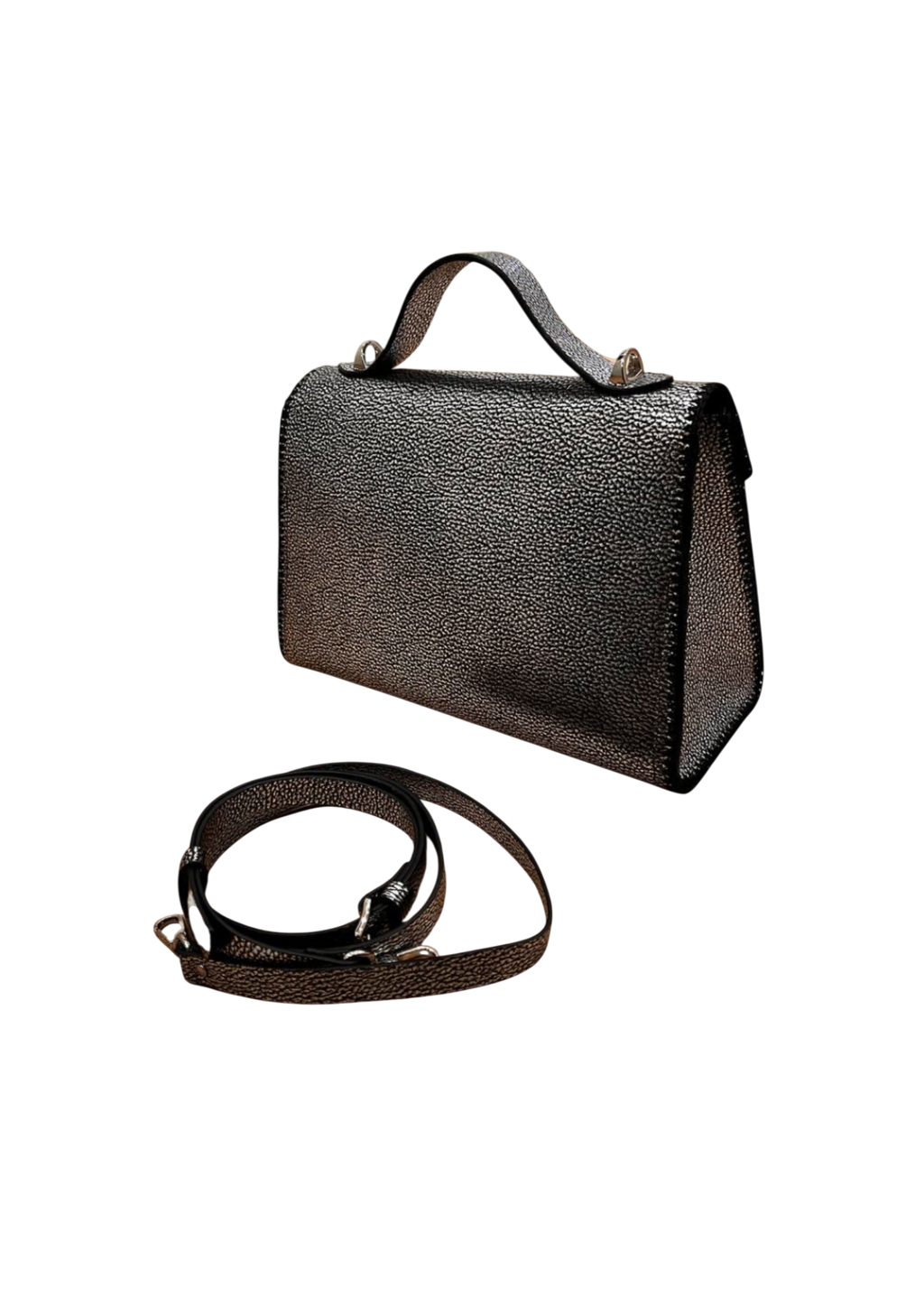 Dark silver small leather bag