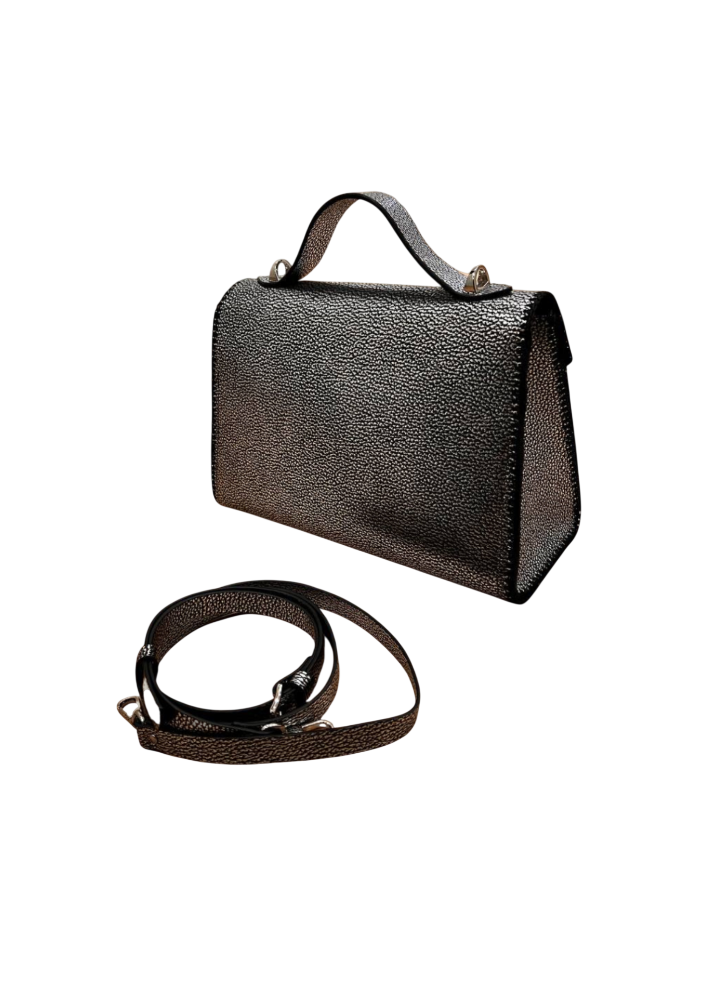 Dark silver small leather bag
