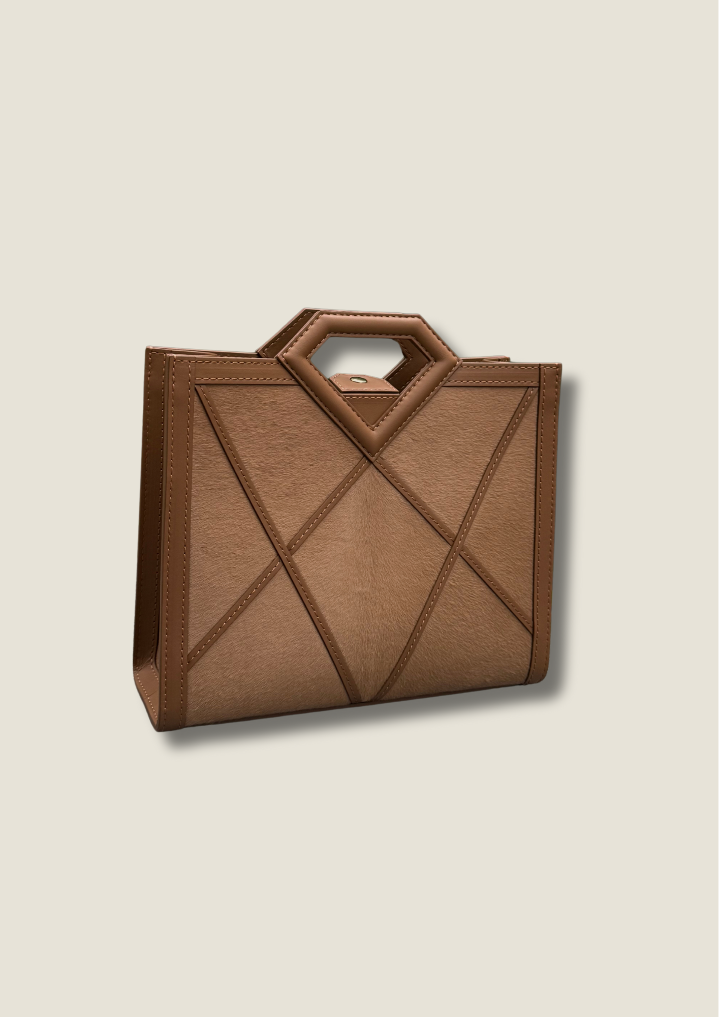 Limited edition diamond handle pony fur small shopper bag