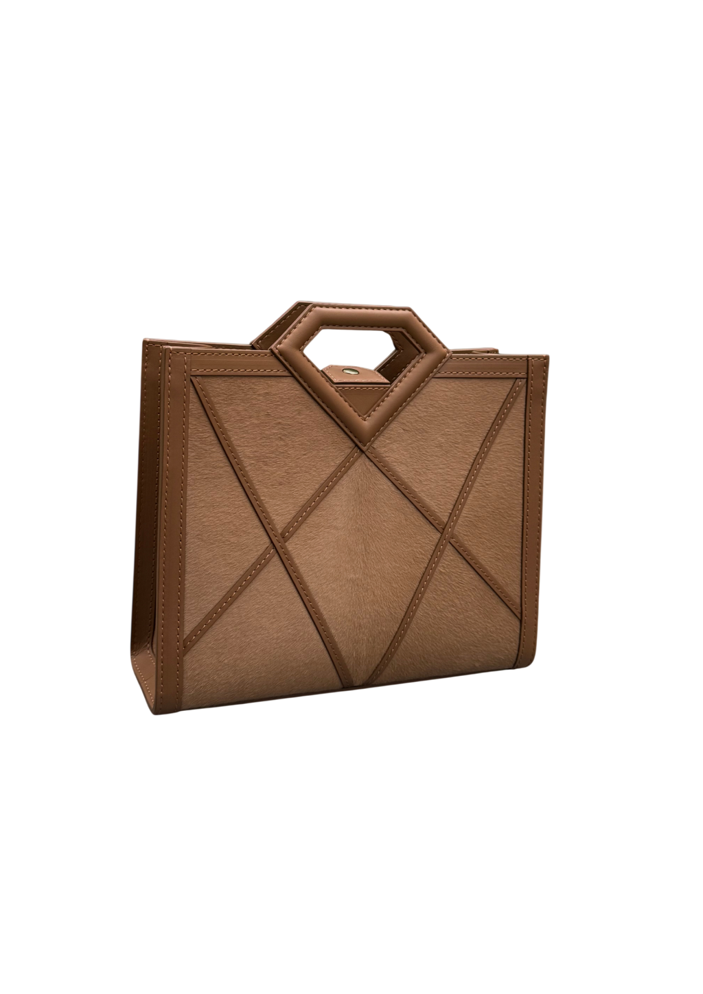 Limited edition diamond handle pony fur small shopper bag