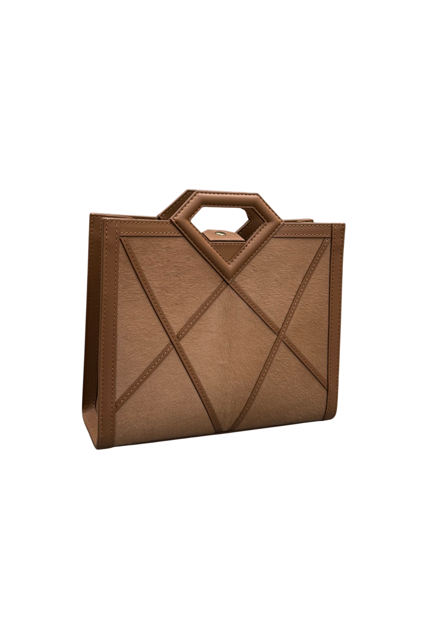 Limited edition diamond handle pony fur small shopper bag