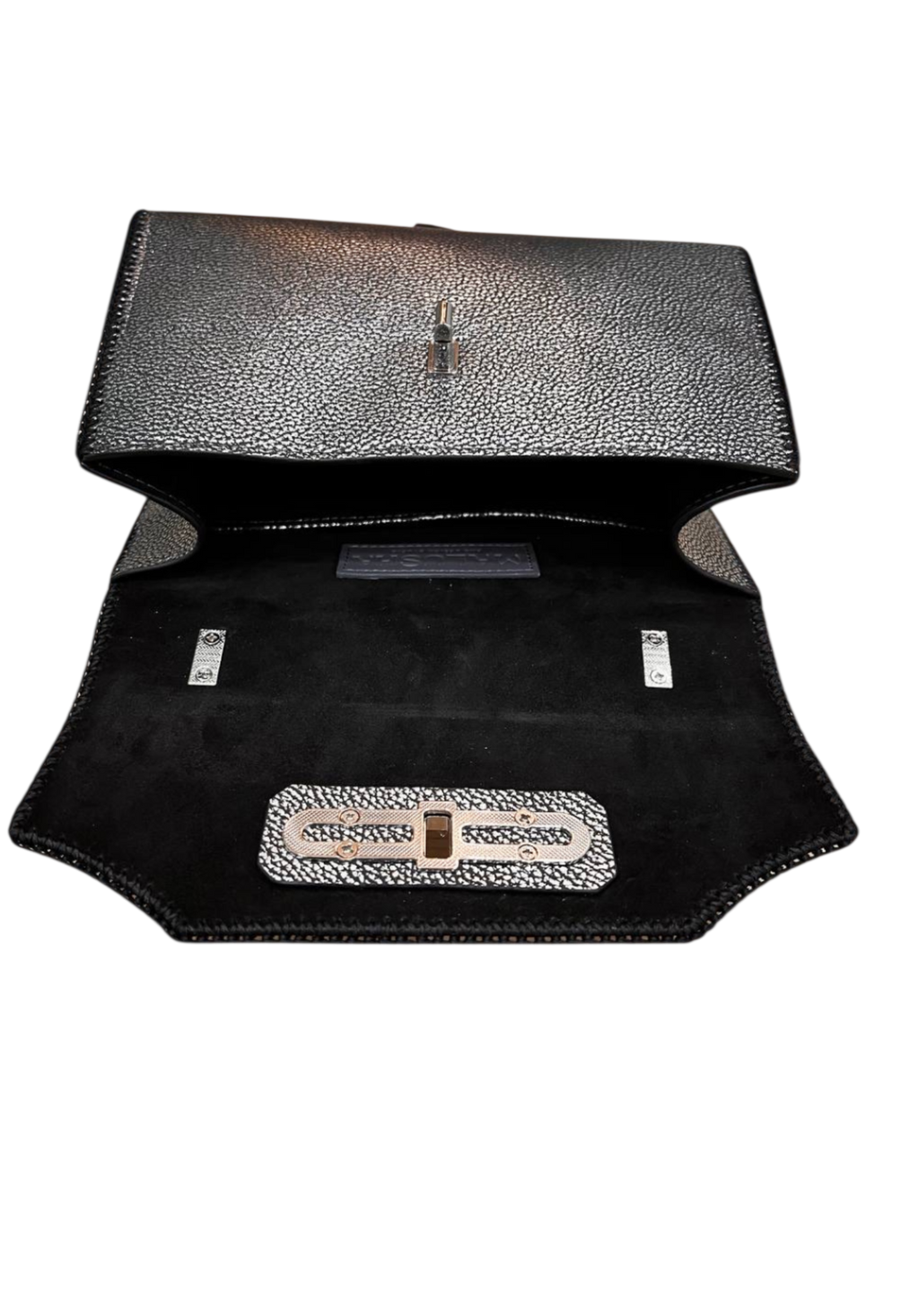 Dark silver small leather bag