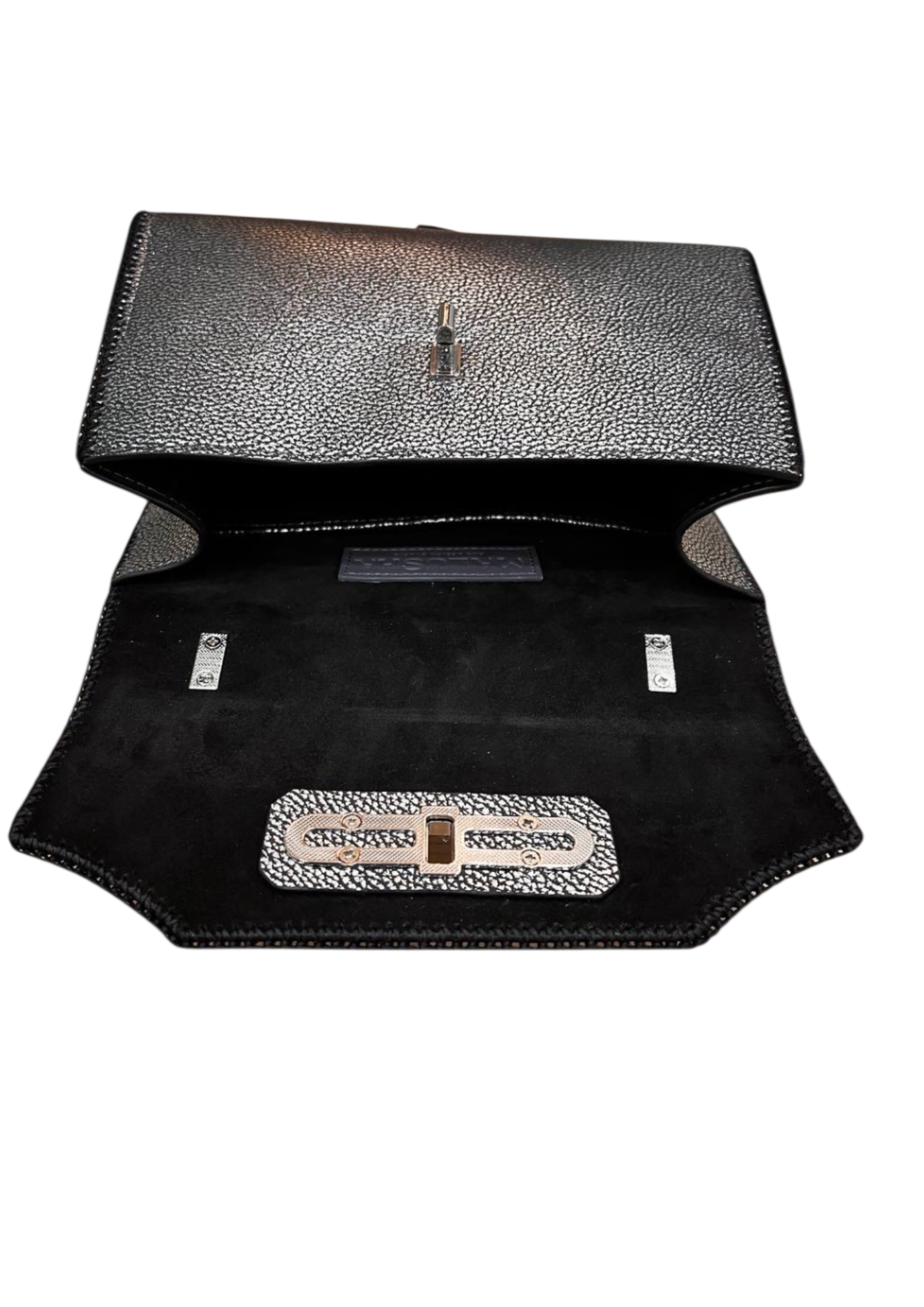 Dark silver small leather bag