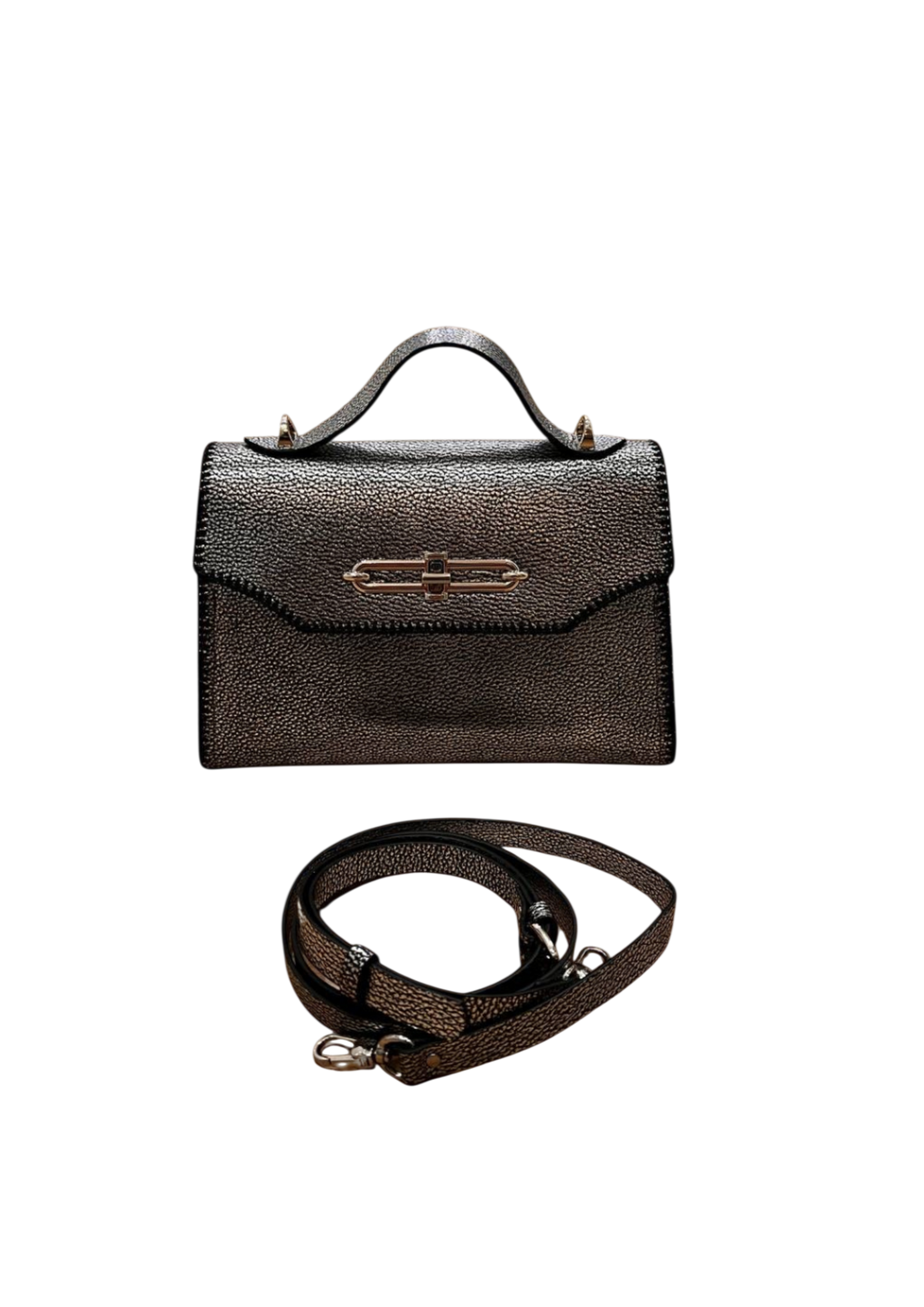 Dark silver small leather bag