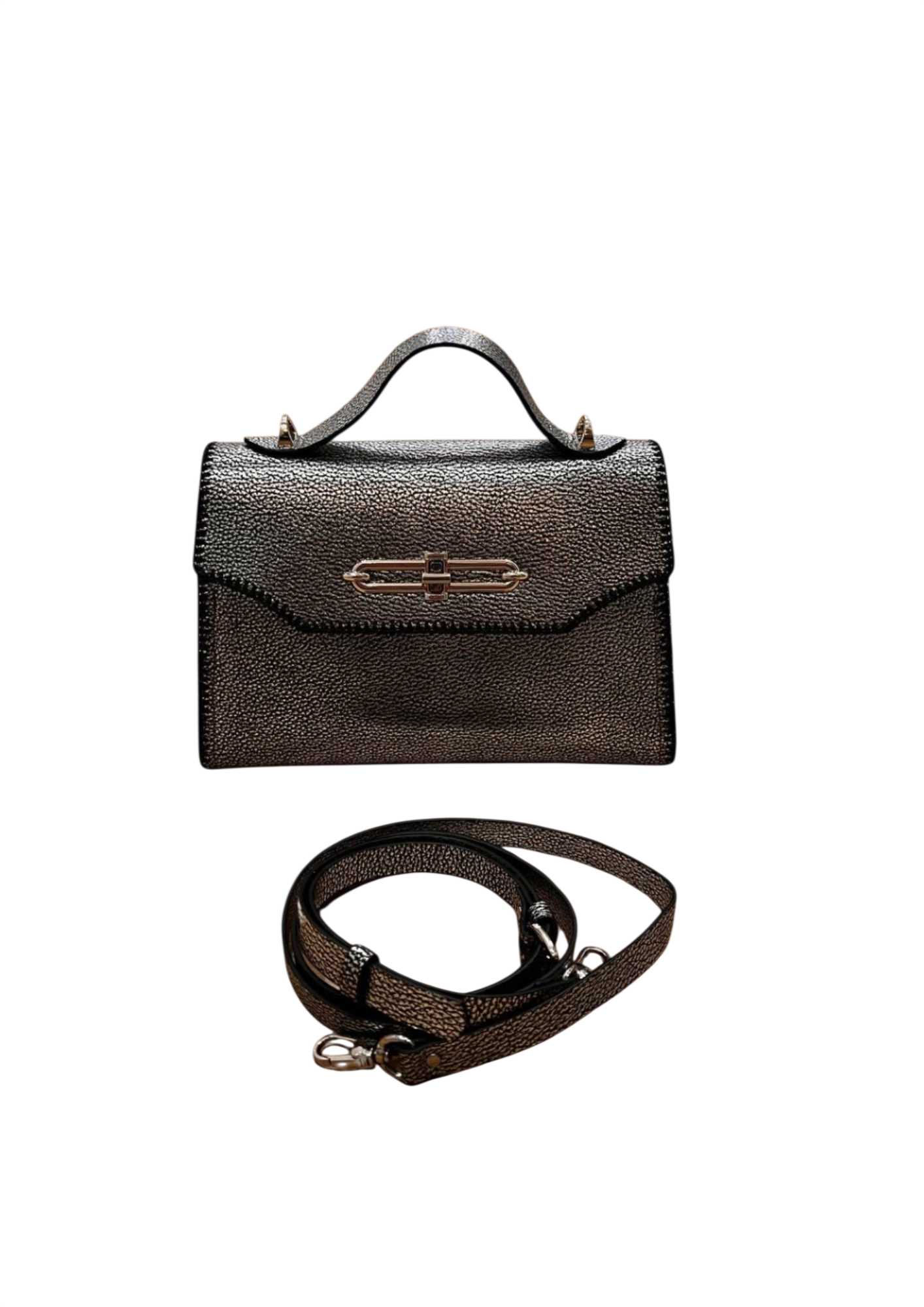 Dark silver small leather bag