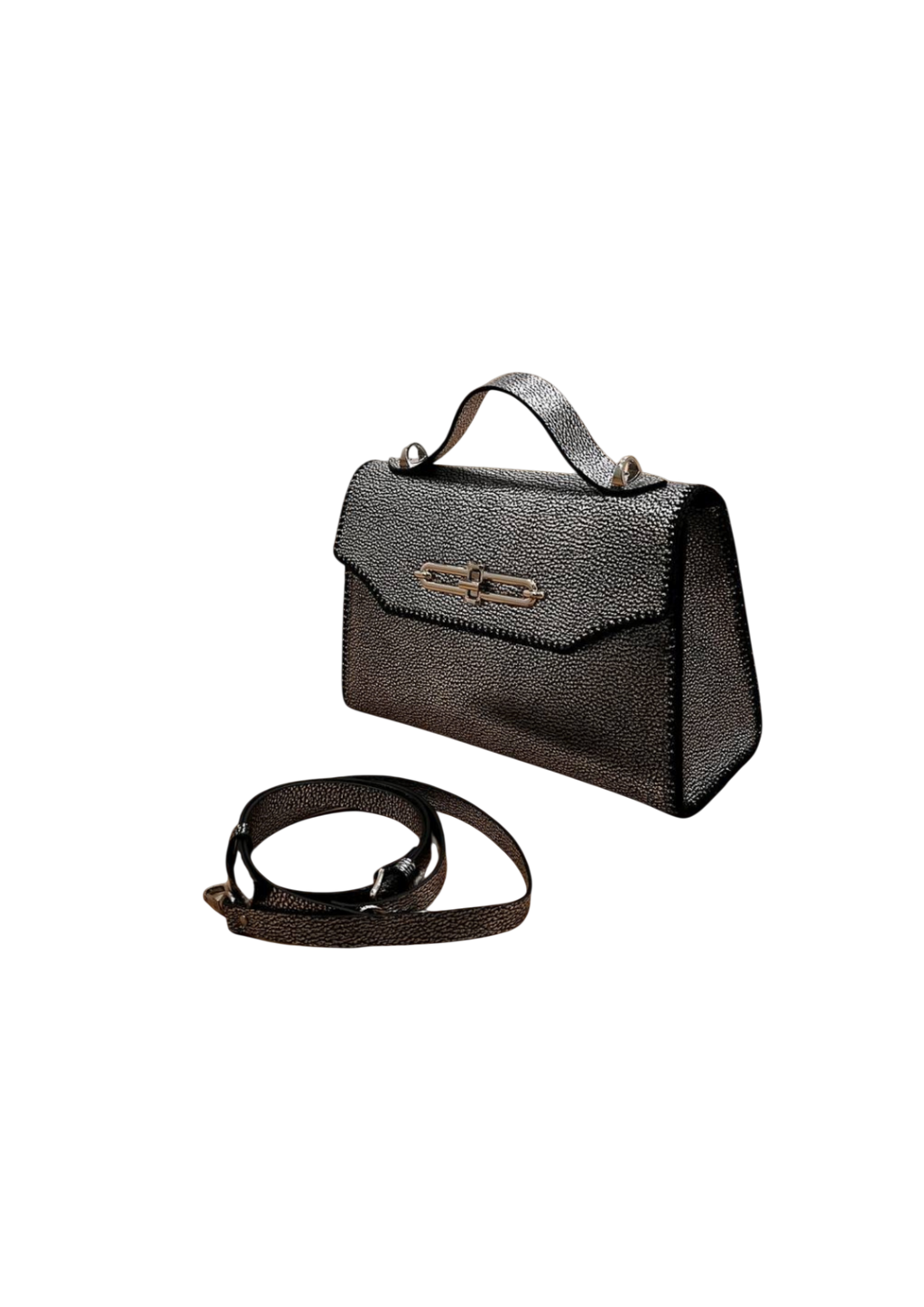 Dark silver small leather bag