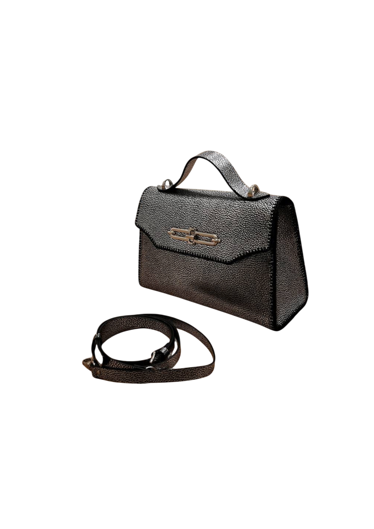 Dark silver small leather bag