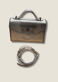 Silver lizard embossed leather bag