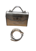 Silver lizard embossed leather bag