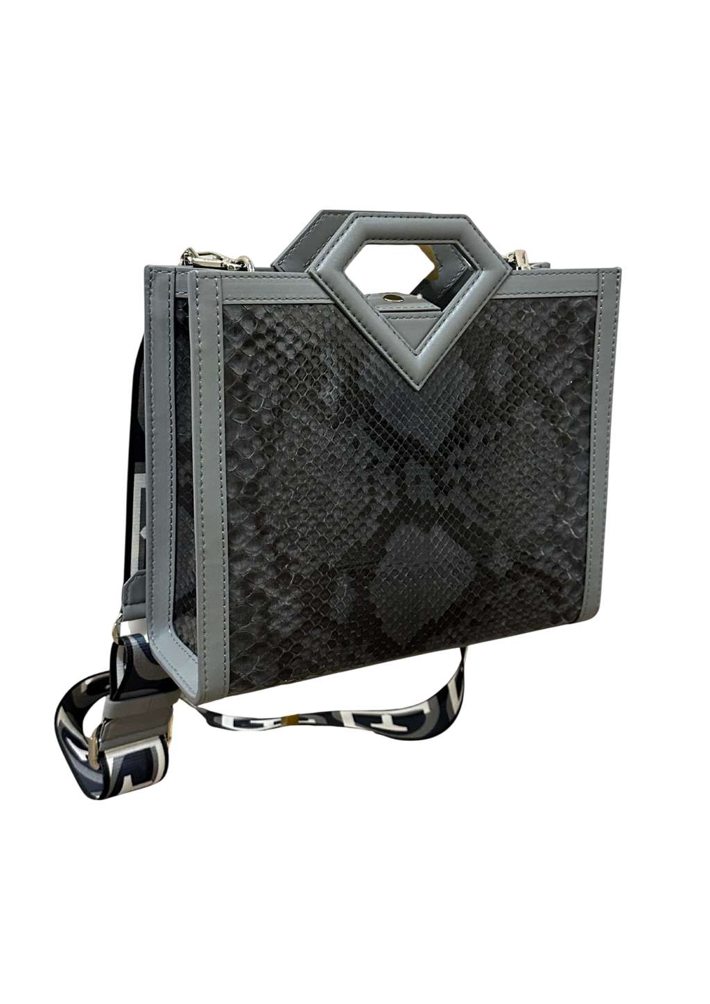Limited edition diamond handle python small shopper bag