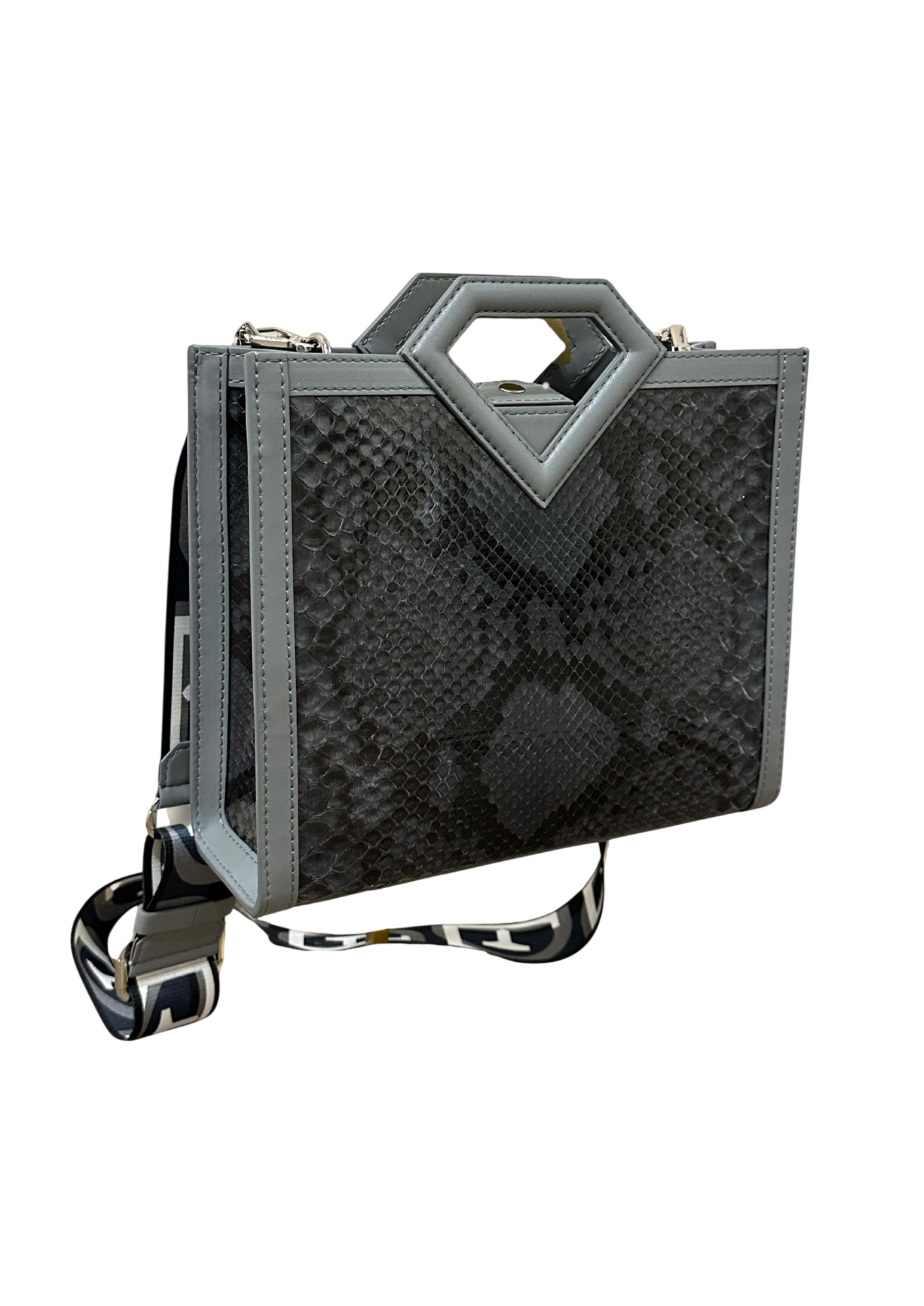 Limited edition diamond handle python small shopper bag