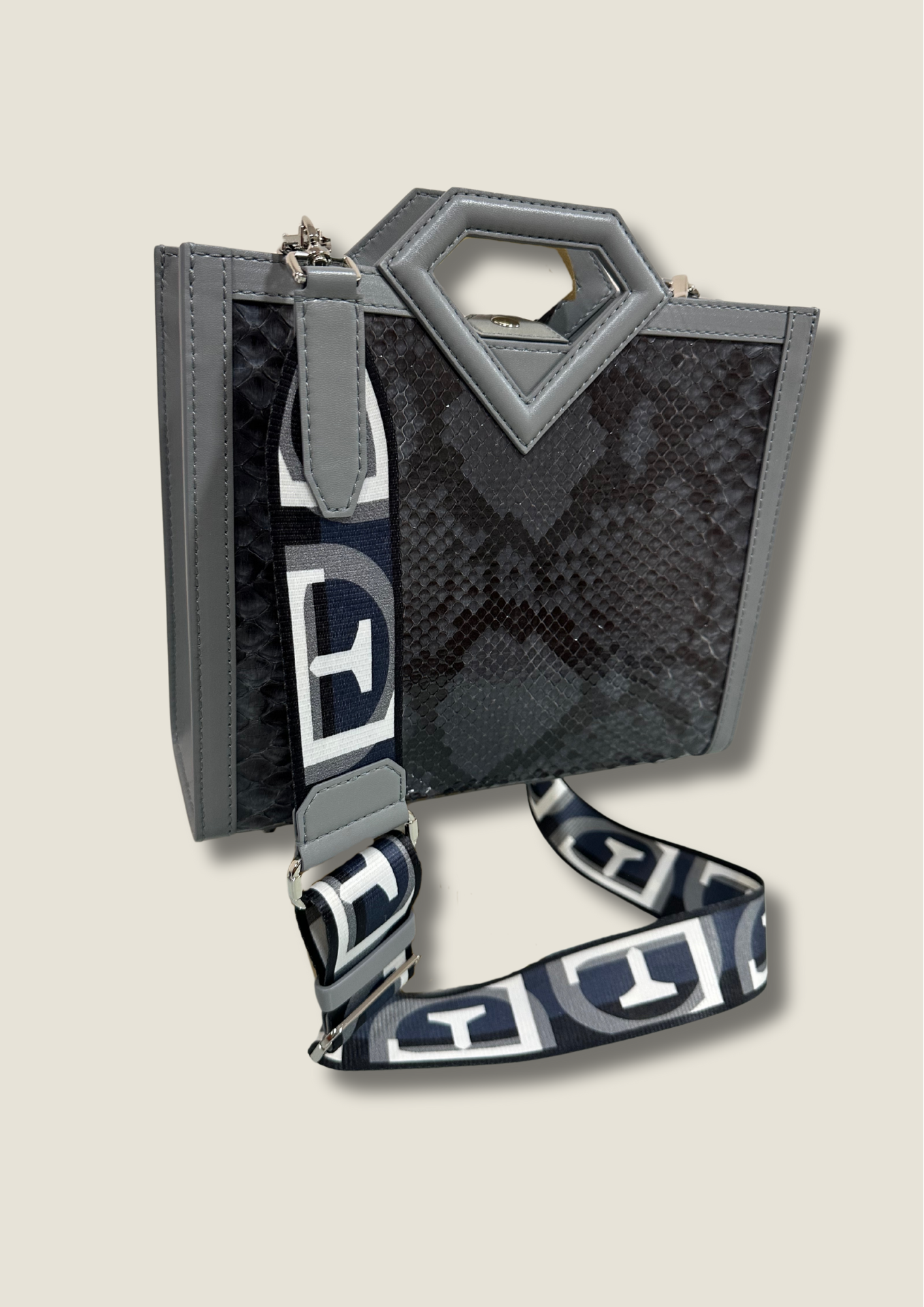 Limited edition diamond handle python small shopper bag