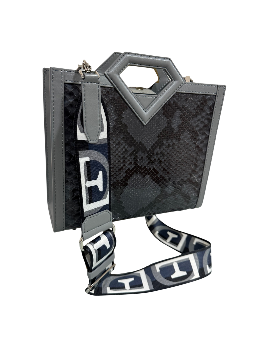 Limited edition diamond handle python small shopper bag