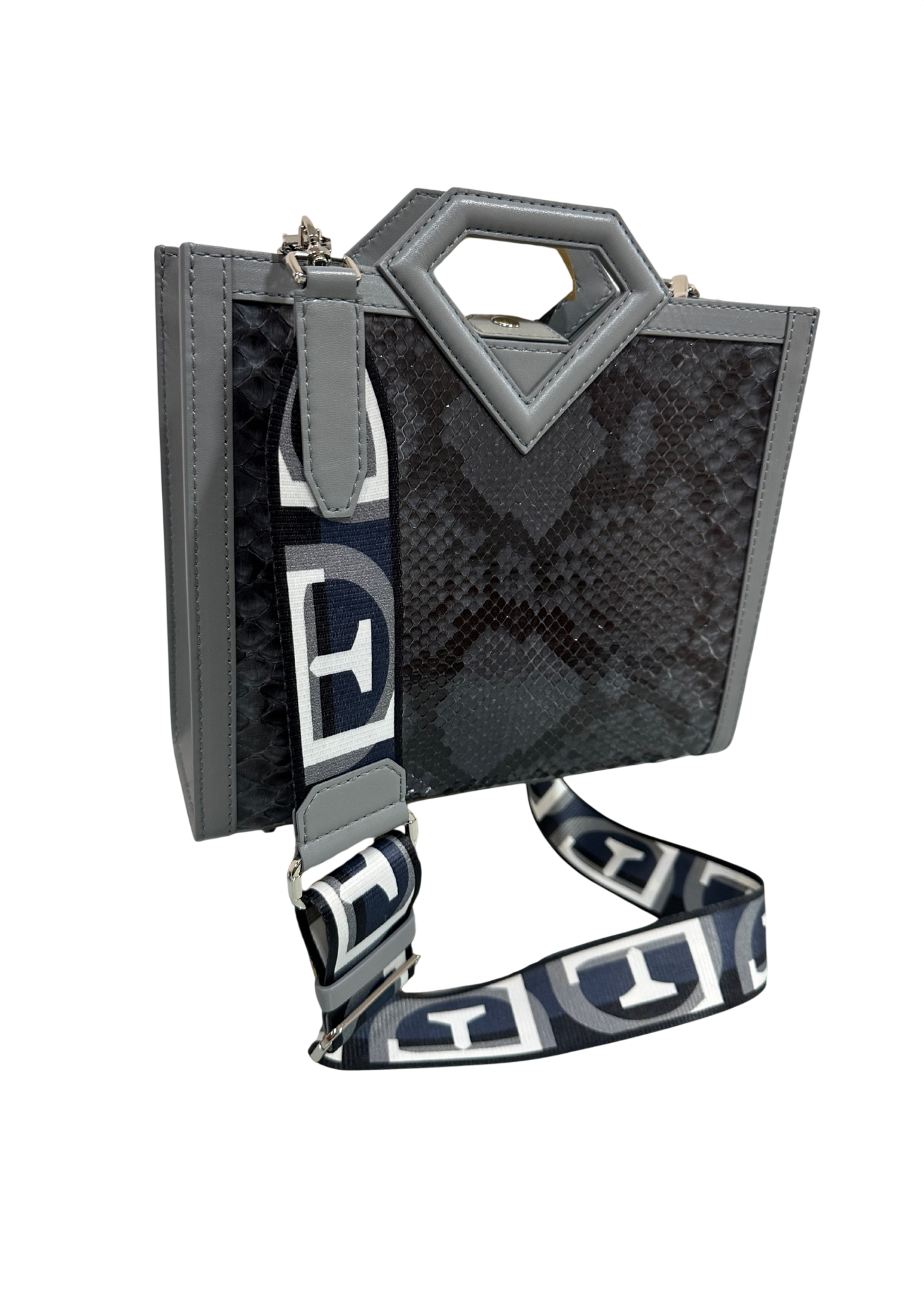 Limited edition diamond handle python small shopper bag