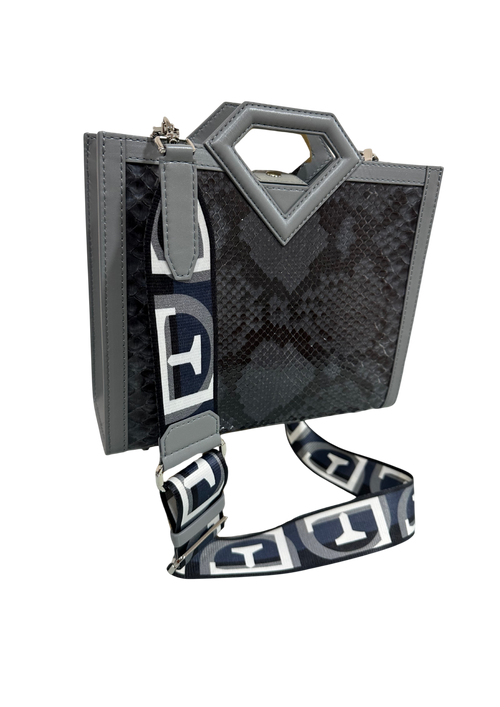 Limited edition diamond handle python small shopper bag