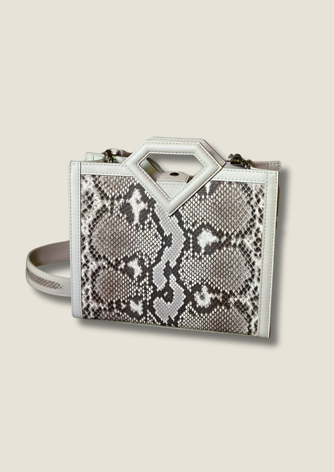 Limited edition diamond handle python small shopper bag
