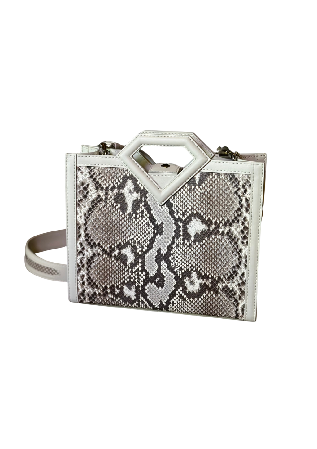 Limited edition diamond handle python small shopper bag