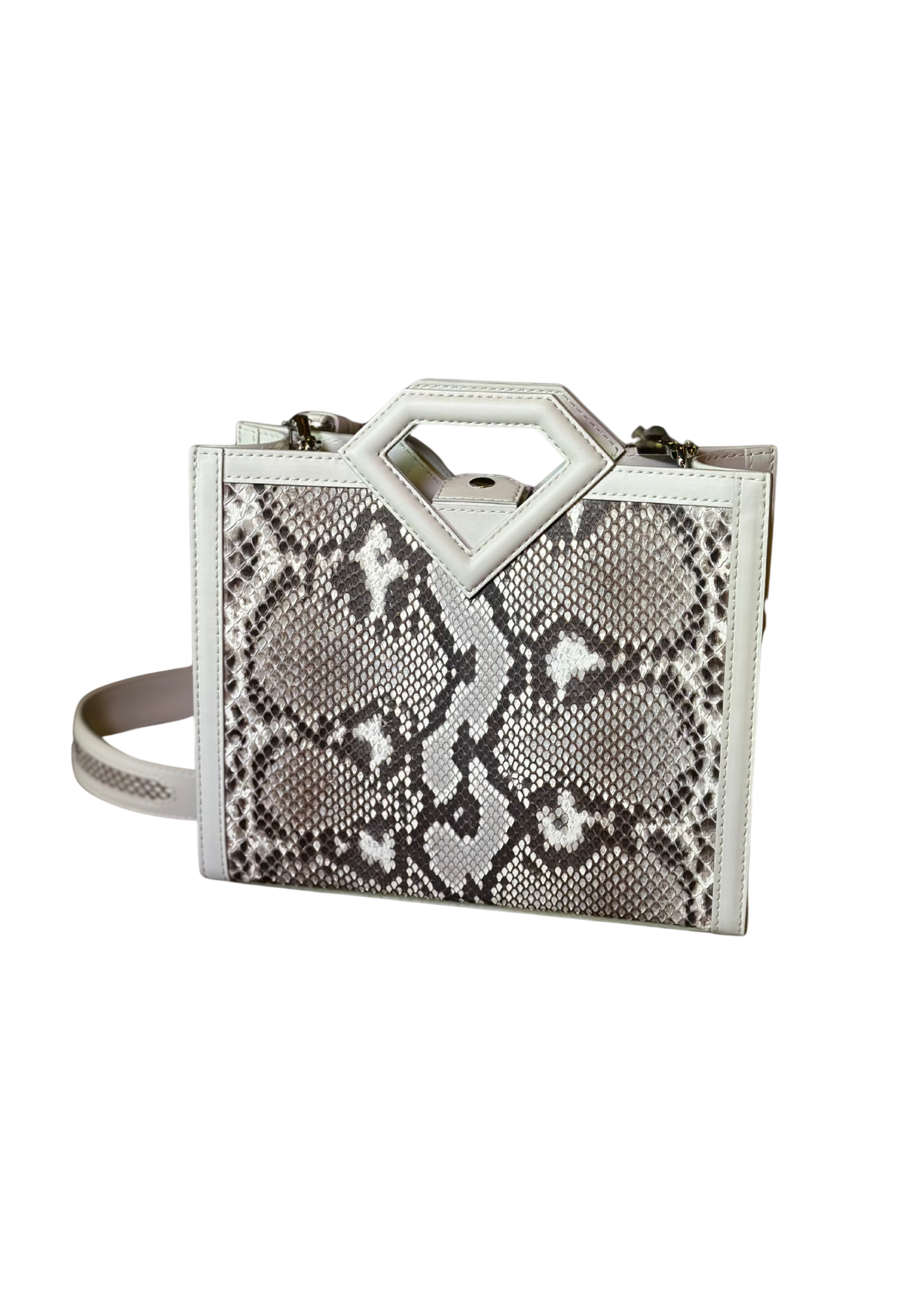 Limited edition diamond handle python small shopper bag