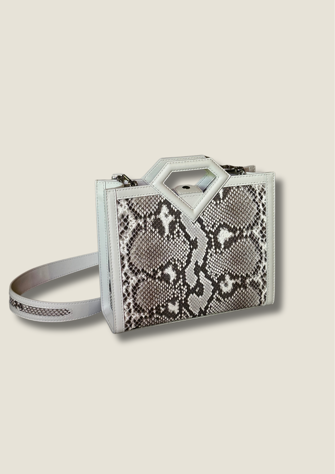 Limited edition diamond handle python small shopper bag