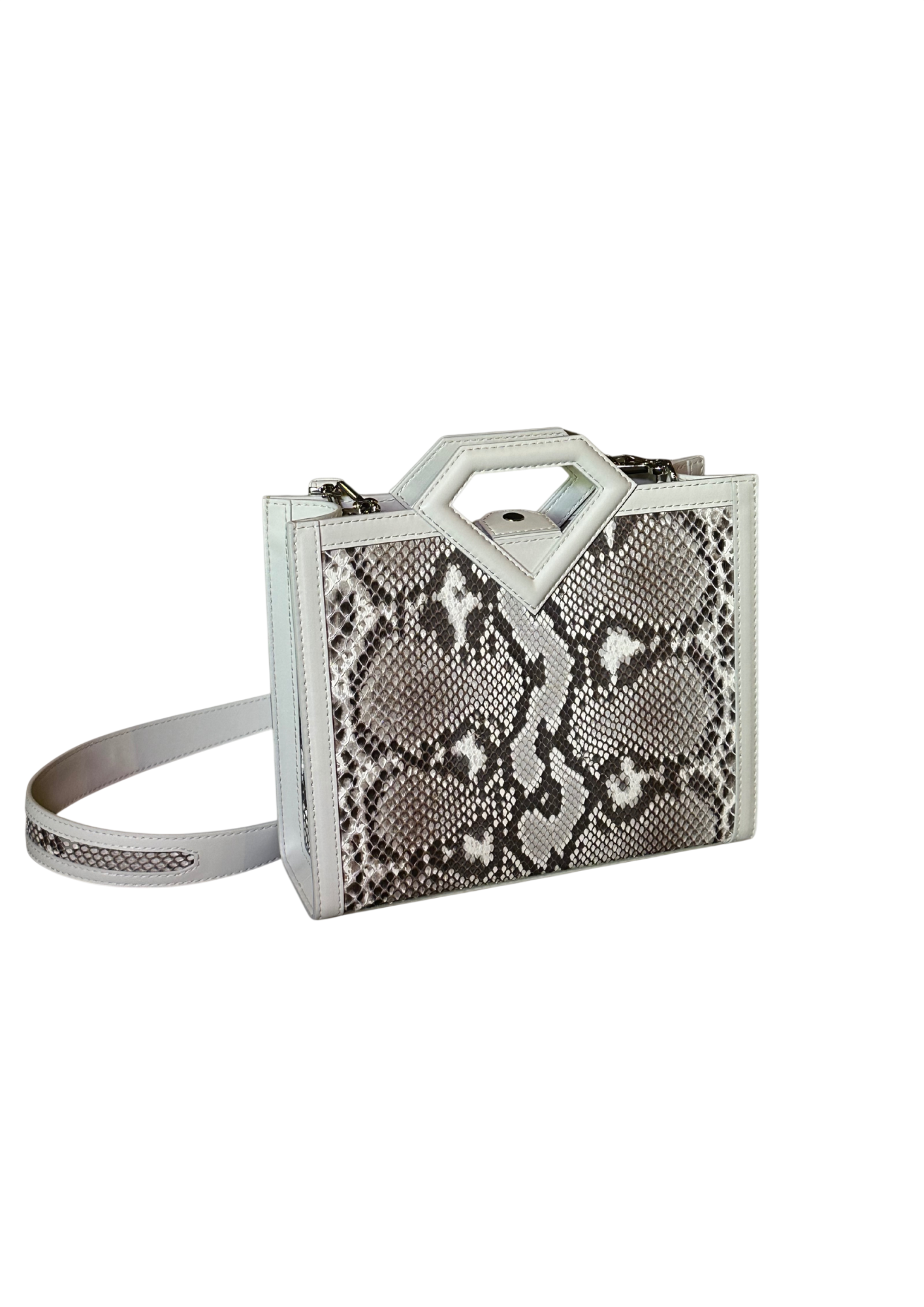 Limited edition diamond handle python small shopper bag