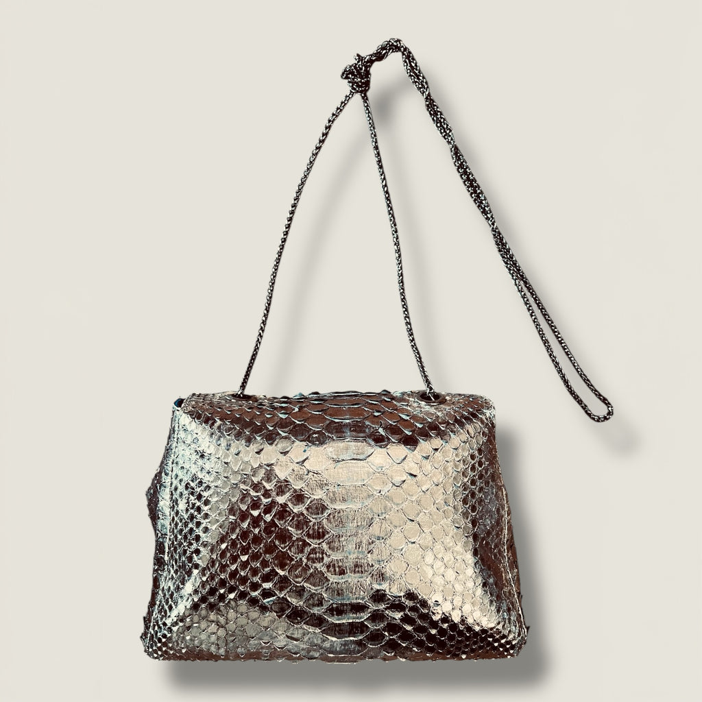 Spacious Python Evening Bag - Elegant Night Out Essential