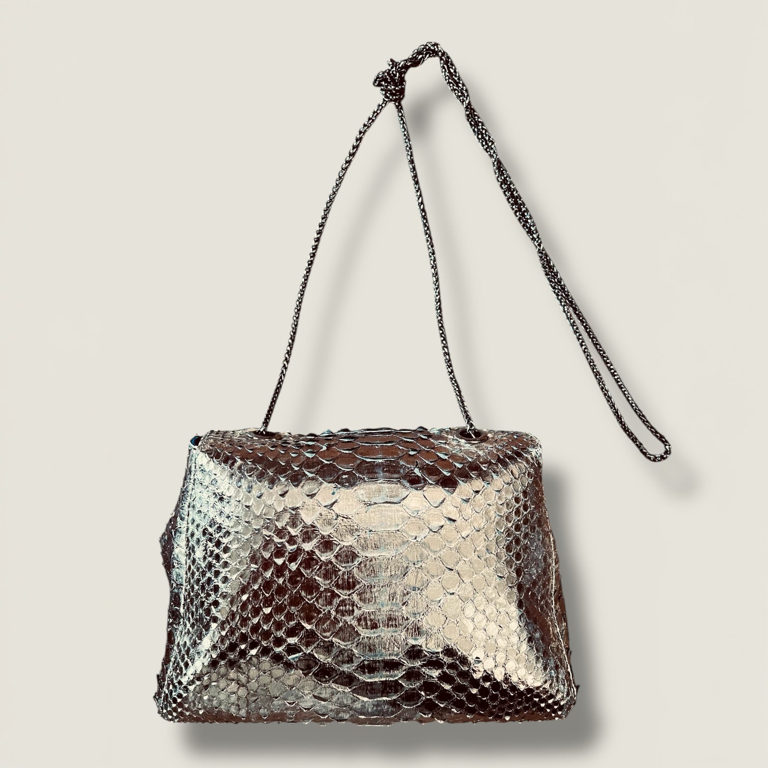 Spacious Python Evening Bag - Elegant Night Out Essential