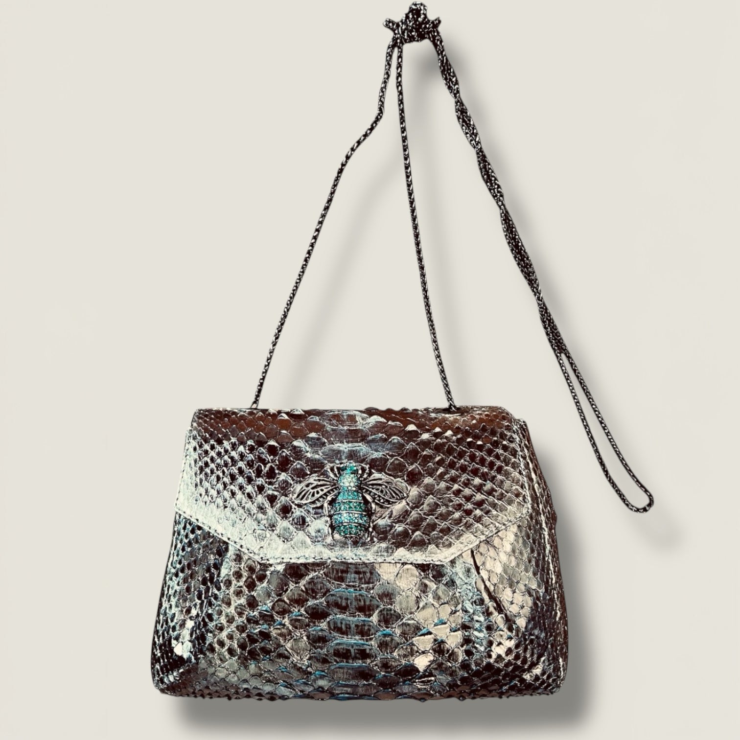 Spacious Python Evening Bag - Elegant Night Out Essential