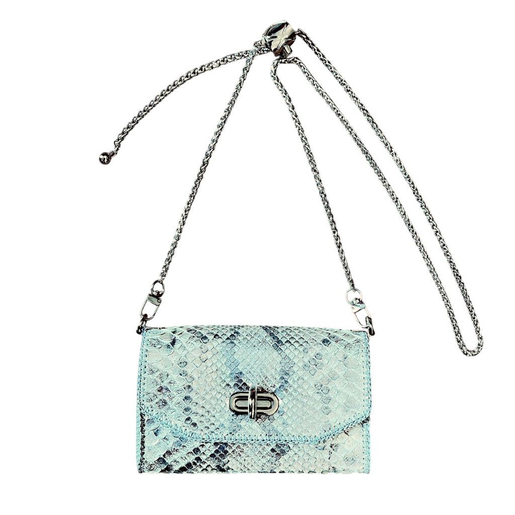 Silver python small luxury bag